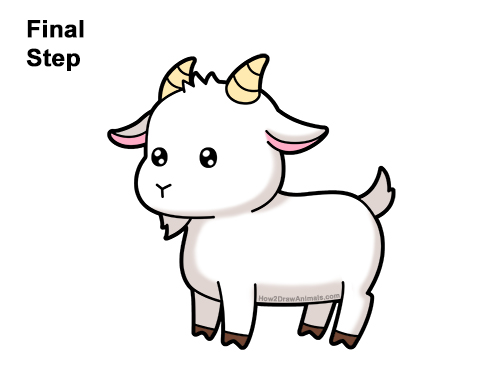 Draw a Cute Cartoon Goat How to Draw Cute Cartoon Goat Chibi Kawaii