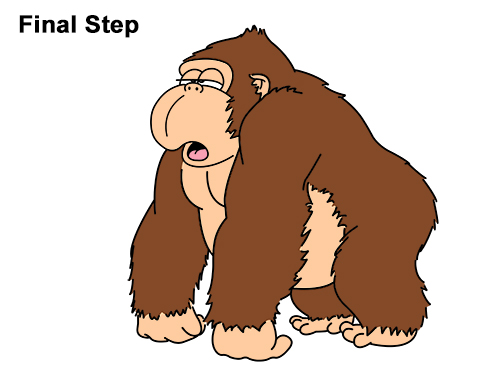 Draw Cartoon Gorilla Draw Funny Goofy Cartoon Gorilla