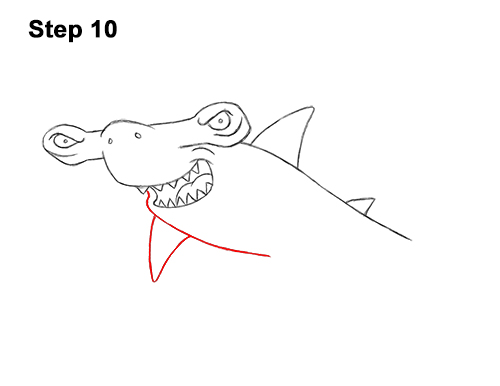 How to Draw a Cool Cartoon Hammerhead Shark 10