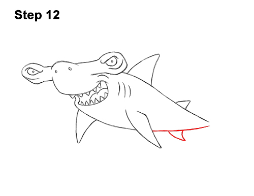 Draw Cartoon Hammerhead Shark 12 How to Draw a Cool Cartoon Hammerhead Shark 12