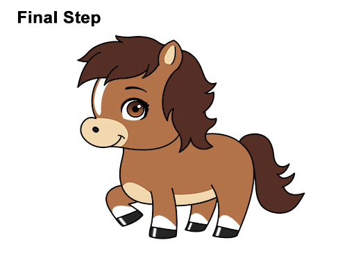 Draw Cartoon Horse Pony Draw Cute Cartoon Horse Pony Chibi Little Mini
