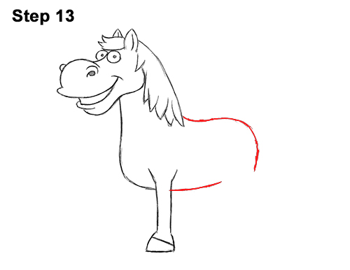 Draw Funny Goofy Cartoon Horse 13