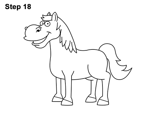 Draw Cartoon Horse 18 Draw Funny Goofy Cartoon Horse 18
