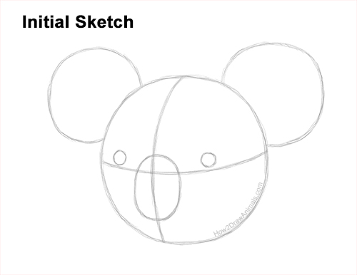 Draw a Koala Head Detail Guidelines How to Draw a Koala Head Face Portrait Guides Lines