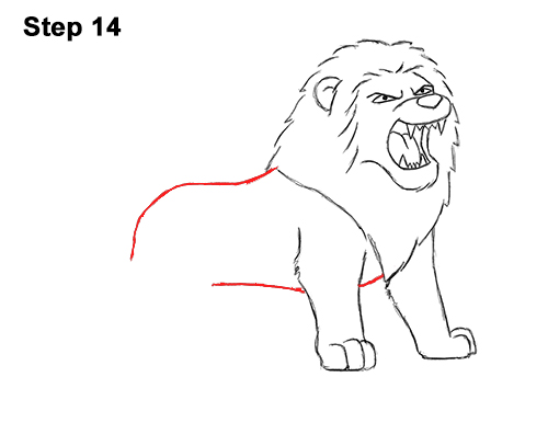 Draw a Cartoon Lion Roaring 14 How to Draw Tough Cool Angry Cartoon Lion Roaring 14