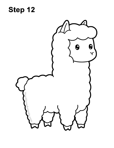 Draw a Cartoon Llama 12 How to Draw Cute Cartoon White Llama 12