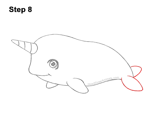 Draw a Cute Cartoon Narwhal 8 How to Draw a Cute Cartoon Narwhal Chibi Kawaii 8