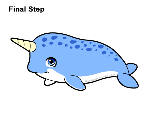 Draw a Cute Cartoon Narwhal How to Draw a Cute Cartoon Narwhal Chibi Kawaii