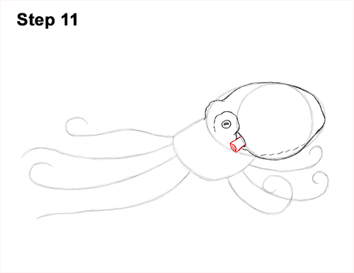 How to Draw an Octopus Swimming Tentacles 11