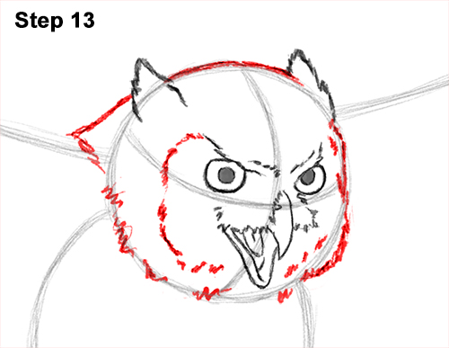 How to Draw a Great Horned Owl Flying Hunting Wings 13