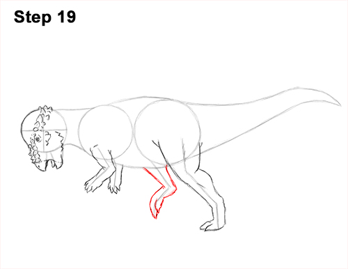 How to Draw Running Charging Pachycephalosaurus Dinosaur 19