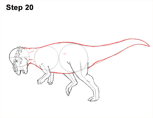 How to Draw Running Charging Pachycephalosaurus Dinosaur 20