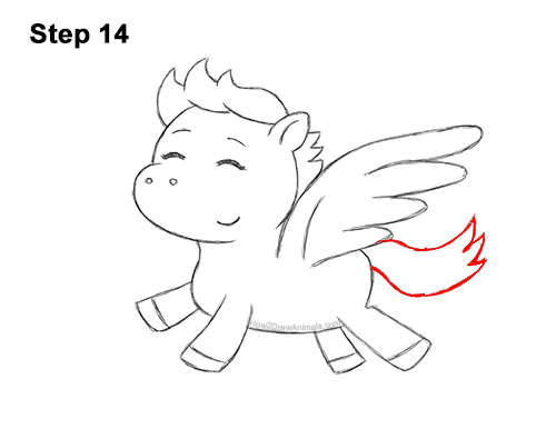Draw a Cute Cartoon Baby Pegaus 14 How to Draw Cute Cartoon Pegasus Wings Chibi Kawaii 14
