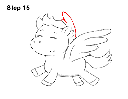 Draw a Cute Cartoon Baby Pegaus 15 How to Draw Cute Cartoon Pegasus Wings Chibi Kawaii 15