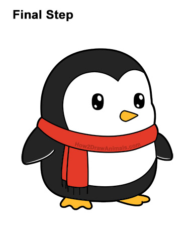 Draw a Cartoon Penguin How to Draw Cute Cartoon Penguin Scarf