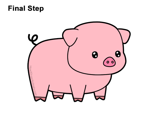 Draw a Cute Cartoon Baby Pig How to Draw Cute Cartoon Pig Chibi Kawaii