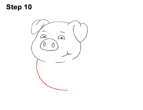 How to Draw a Cute Little Mini Funny Cartoon Pig Piglet 10
