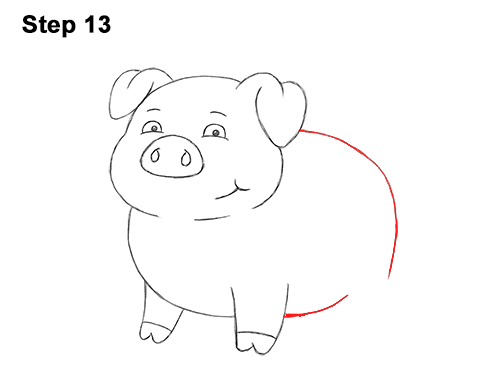 How to Draw a Cute Little Mini Funny Cartoon Pig Piglet 13