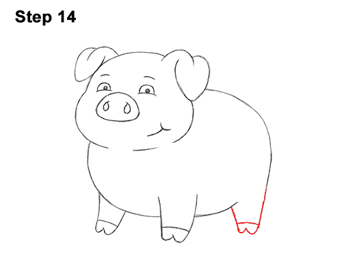 How to Draw a Cute Little Mini Funny Cartoon Pig Piglet 14