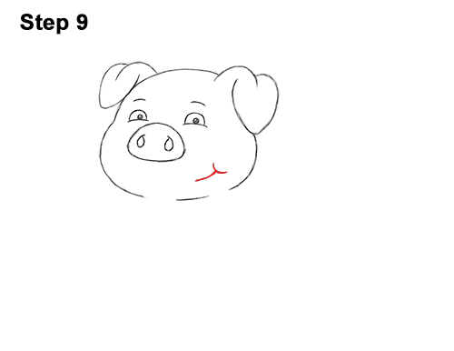 How to Draw a Cute Little Mini Funny Cartoon Pig Piglet 9