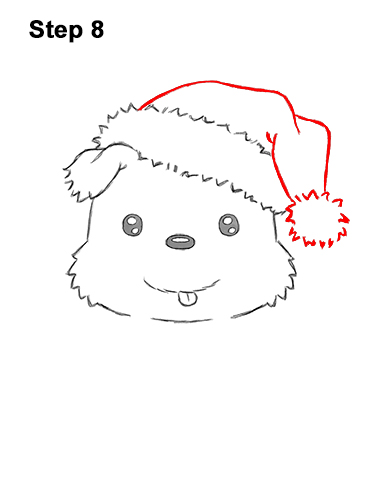 Draw a Cute Cartoon Puppy Santa Claus Hat 8 How to Draw a Cute Cartoon Harp Seal Pup Chibi Kawaii 8