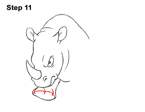 How to Draw Angry Charging Cartoon Rhino Rhinoceros 11