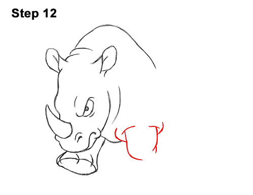 How to Draw Angry Charging Cartoon Rhino Rhinoceros 12