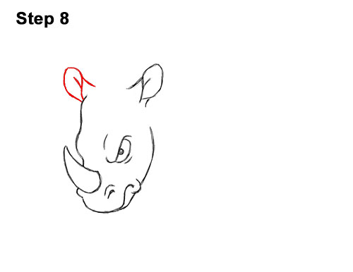 How to Draw Angry Charging Cartoon Rhino Rhinoceros 8