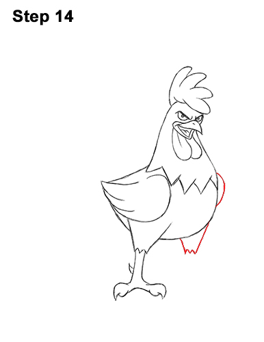 How to Draw Tough Cool Angry Brown Cartoon Rooster 14