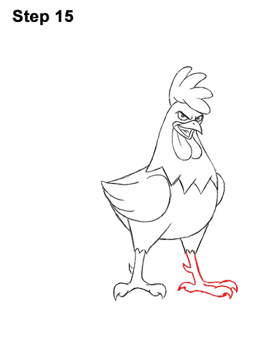 How to Draw Tough Cool Angry Brown Cartoon Rooster 15