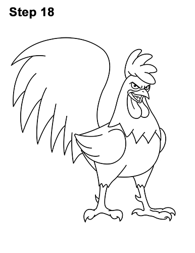 Draw a Cartoon Rooster 18 How to Draw Tough Cool Angry Brown Cartoon Rooster 18