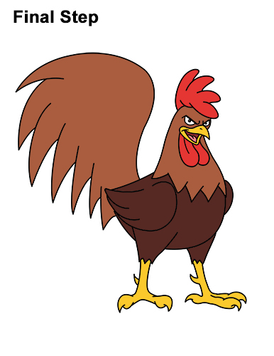 Draw a Cartoon Rooster How to Draw Tough Cool Angry Brown Cartoon Rooster