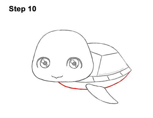 Draw a Cute Cartoon Sea Turtle 10 How to Draw a Cute Cartoon Sea Turtle Chibi Kawaii 10