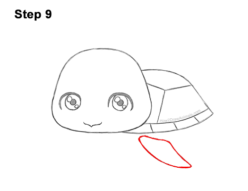 Draw a Cute Cartoon Sea Turtle 9 How to Draw a Cute Cartoon Sea Turtle Chibi Kawaii 9
