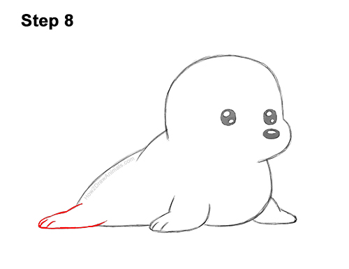 How to Draw a Cute Cartoon Harp Seal Pup Chibi Kawaii 8