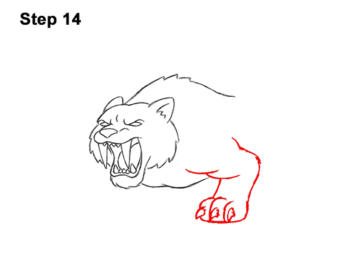 How to Draw a Cartoon Saber-toothed Tiger Cat 14