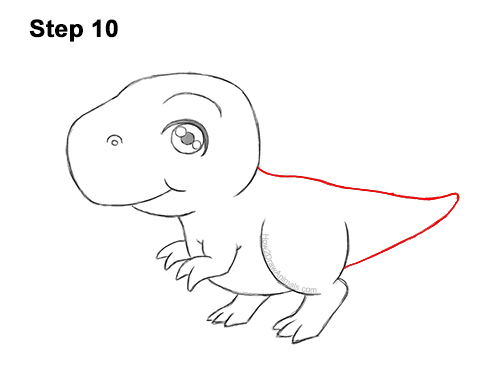 Draw a Cute Cartoon Manga Baby Tyrannosaurus Rex 10 How to Draw a Cute Cartoon T. Rex Dinosaur Chibi Kawaii 10
