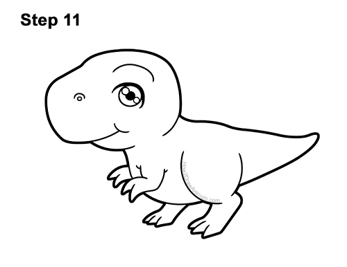 Draw a Cute Cartoon Manga Baby Tyrannosaurus Rex 11 How to Draw a Cute Cartoon T. Rex Dinosaur Chibi Kawaii 11