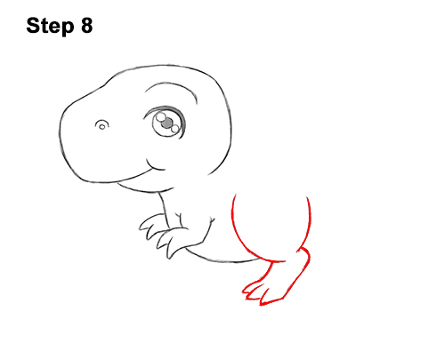 Draw a Cute Cartoon Manga Baby Tyrannosaurus Rex 8 How to Draw a Cute Cartoon T. Rex Dinosaur Chibi Kawaii 8
