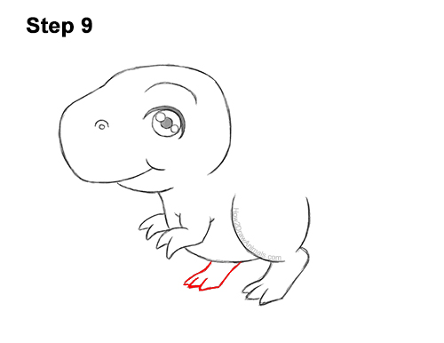Draw a Cute Cartoon Manga Baby Tyrannosaurus Rex 9 How to Draw a Cute Cartoon T. Rex Dinosaur Chibi Kawaii 9