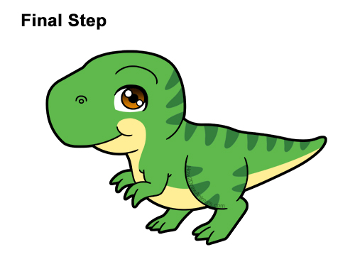 Draw a Cute Cartoon Manga Baby Tyrannosaurus Rex How to Draw a Cute Cartoon T. Rex Dinosaur Chibi Kawaii