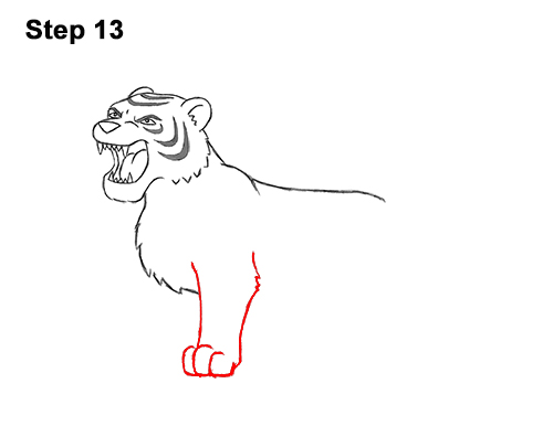 How to Draw Cartoon Tiger Roaring 13