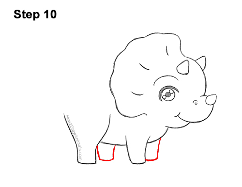 Draw a Cute Cartoon Triceratops Dinosaur 10 How to Draw a Cute Cartoon Triceratops Dinosaur Chibi Kawaii 10