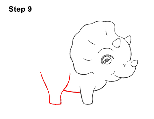 Draw a Cute Cartoon Triceratops Dinosaur 9 How to Draw a Cute Cartoon Triceratops Dinosaur Chibi Kawaii 9