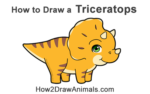 Draw a Cute Cartoon Triceratops Dinosaur How to Draw a Cute Cartoon Triceratops Dinosaur Chibi Kawaii