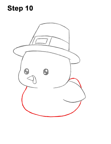 Draw a Cute Cartoon Pilgrim Turkey Thanksgiving 10 How to Draw a Cute Cartoon Pilgrim Hat Turkey Thanksgiving Chibi Kawaii 10