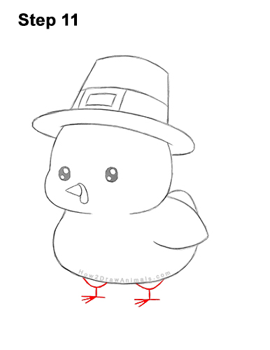 Draw a Cute Cartoon Pilgrim Turkey Thanksgiving 11 How to Draw a Cute Cartoon Pilgrim Turkey Thanksgiving Chibi Kawaii 11