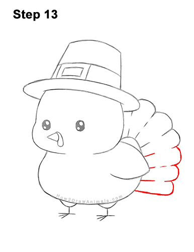 Draw a Cute Cartoon Pilgrim Turkey Thanksgiving 13 How to Draw a Cute Cartoon Pilgrim Turkey Thanksgiving Chibi Kawaii 13
