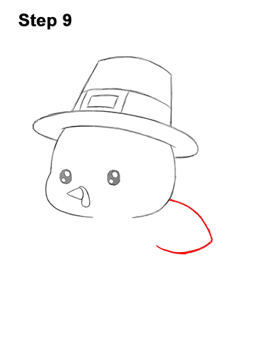 Draw a Cute Cartoon Pilgrim Turkey Thanksgiving 9 How to Draw a Cute Cartoon Pilgrim Turkey Thanksgiving Chibi Kawaii 9