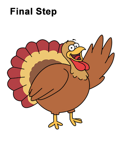 How to Draw a Thanksgiving Funny Turkey Cartoon